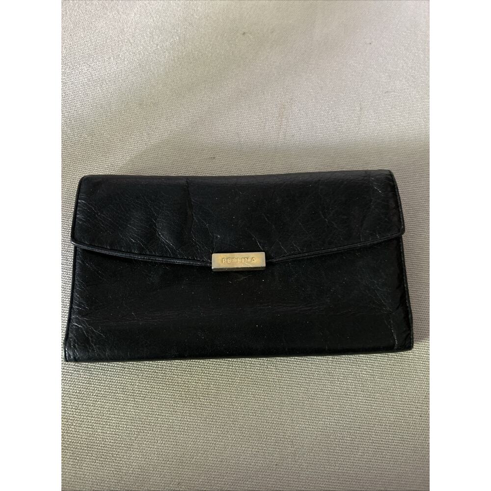 Vintage Perlina Women's Black Leather Wallet